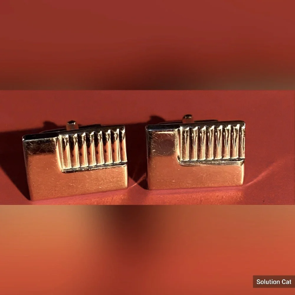 Men’s Art Deco MCM Silver Tone Cuff Links 3/4”